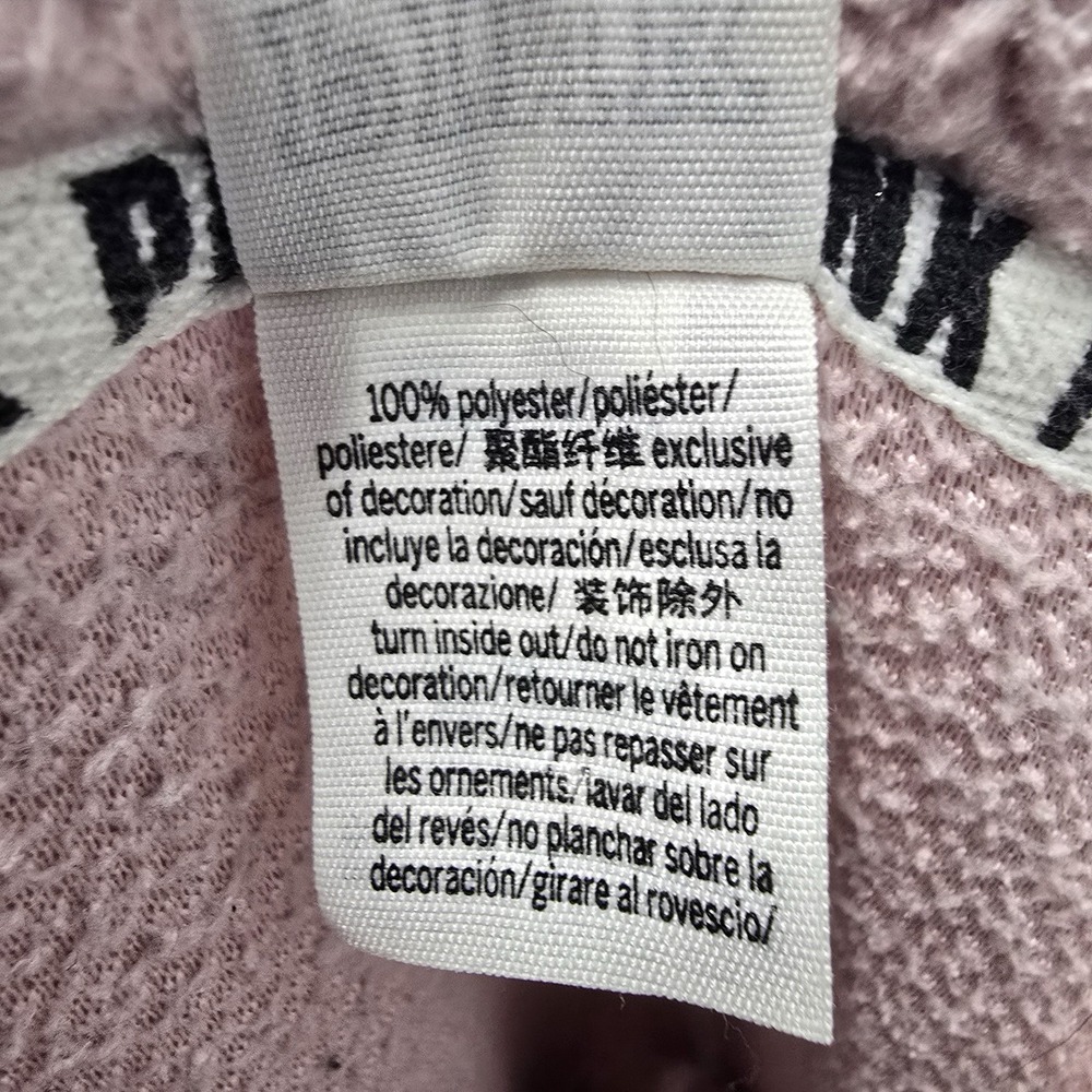 PINK Victoria's Secret Sherpa Fleece Quarter Zip Pullover Women's L Dog Logo - Picture 5 of 5